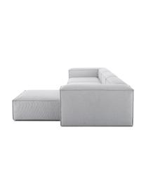Modulares Sofa Lennon (4-Sitzer) mit Hocker, Bezug: 100% Polyester Der strapa, Gestell: Massives Kiefernholz, FSC, Füße: Kunststoff, Webstoff Hellgrau, B 327 x T 207 cm