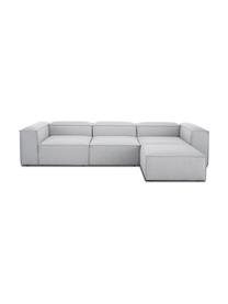 Divano componibile 4 posti con poggiapiedi Lennon, Rivestimento: 100% poliestere Con 115.0, Struttura: legno di pino massiccio, , Piedini: plastica, Tessuto grigio chiaro, Larg. 327 x Prof. 207 cm