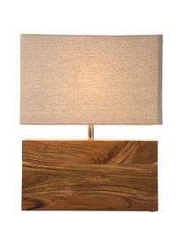 Lampe à poser avec socle en bois d'acacia Rectangular, Revêtement : brun Pieds et structure : couleur dorée, mat