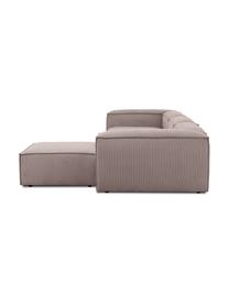 Canapé modulable 4 places en velours côtelé avec pouf Lennon, Velours côtelé brun, larg. 327 x prof. 207 cm