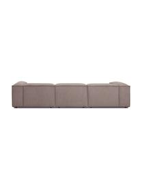 Canapé modulable 4 places en velours côtelé avec pouf Lennon, Velours côtelé brun, larg. 327 x prof. 207 cm