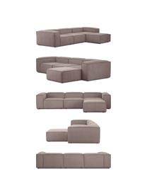 Canapé modulaire 4 places velours côtelé brun avec pouf Lennon, Velours côtelé brun, larg. 327 x prof. 207 cm
