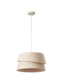 Pendelleuchte Nyla mit asymmetrischem Lampenschirm, Lampenschirm: Leinen, Baldachin: Metall, pulverbeschichtet, Beige, Ø 45 x H 45 cm