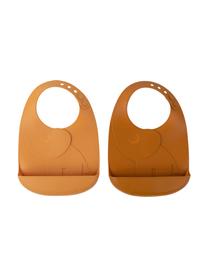 Komplet śliniaków z silikonu Peekaboo, 2 elem., 100% silikon, Brązowy, pomarańczowy, S 19 x D 27 cm