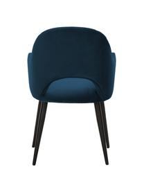 Fluwelen armstoel Rachel, Bekleding: fluweel (hoogwaardig poly, Poten: metaal, gepoedercoat, Fluweel donkerblauw, B 55 x D 62 cm