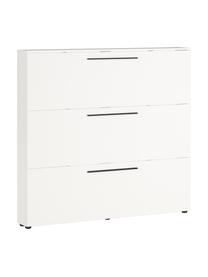 Schuhschrank Dallas mit Klappfächern, Griffe: Metall, pulverbeschichtet, Füße: Kunststoff, Weiß, B 140 x H 129 cm