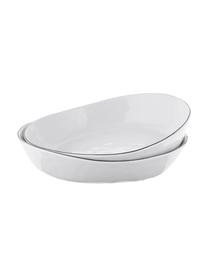 Handgemaakte schalen Salt van porselein, Ø 20 cm, 2 stuks, Porselein, Gebroken wit met zwarte rand, Ø 20 x H 4 cm