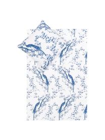 Parure copripiumino in percalle Annabelle, Blu, bianco, 155 x 200 cm + 1 federa 50 x 80 cm