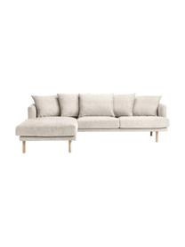 Divano angolare 3 posti Adrian, Rivestimento: 47% viscosa, 23% cotone, , Struttura: compensato, Piedini: legno di quercia oliato, Tessuto beige, Larg. 255 x Prof. 182 cm, chaise-longue a sinistra