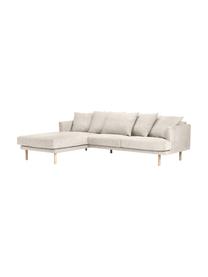 Divano angolare 3 posti Adrian, Rivestimento: 47% viscosa, 23% cotone, , Struttura: compensato, Piedini: legno di quercia oliato, Tessuto beige, Larg. 255 x Prof. 182 cm, chaise-longue a sinistra