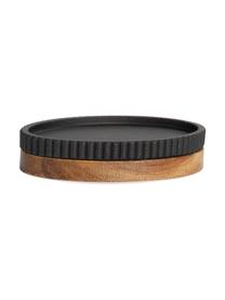 Ovale Seifenschale Laura mit Holz-Dekor, Kunststoff, Akazienholz, Schwarz, B 14 x H 3 cm
