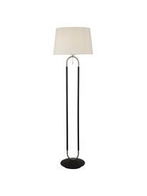 Stojací lampa se sametovým stínidlem Satina, Bílá, černá, stříbrná, Ø 45 cm, V 161 cm