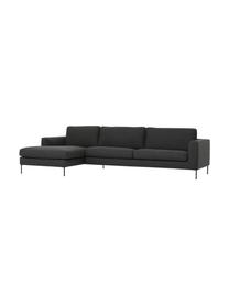 Sofá rinconera Cucita (4 plazas), Tapizado: tejido (100% poliéster) A, Estructura: madera de pino maciza, Patas: metal pintado, Tejido gris antracita, An 302 x F 163 cm, chaise longue izquierda