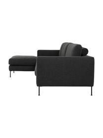 Sofá rinconera Cucita (4 plazas), Tapizado: tejido (100% poliéster) A, Estructura: madera de pino maciza, Patas: metal pintado, Tejido gris antracita, An 302 x F 163 cm, chaise longue izquierda
