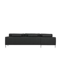 Sofá rinconera Cucita (4 plazas), Tapizado: tejido (100% poliéster) A, Estructura: madera de pino maciza, Patas: metal pintado, Tejido gris antracita, An 302 x F 163 cm, chaise longue izquierda