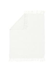 Manta con flecos Mysa, 100% acrílico, Blanco crema, An 120 x L 150 cm
