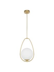 Lampa wisząca ze szkła opalowego Avalon, Biały, odcienie złotego, Ø 23 x W 51 cm