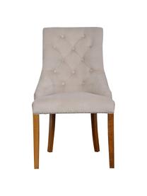 Krzesło tapicerowane z aksamitu Madam, Tapicerka: aksamit (100% poliester), Beżowy aksamit, drewno naturalne, S 56 x G 64 cm