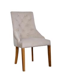 Krzesło tapicerowane z aksamitu Madam, Tapicerka: aksamit (100% poliester), Beżowy aksamit, drewno naturalne, S 56 x G 64 cm