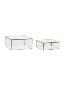 Aufbewahrungsboxen-Set Karie, 2-tlg., Rahmen: Messing, Box: Glas, Messing, Transparent, Set mit verschiedenen Größen