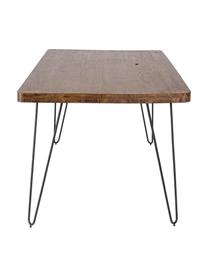 Table en bois massif et pieds en métal Edgar, 175 x 90 cm, Bois d'acacia, noir