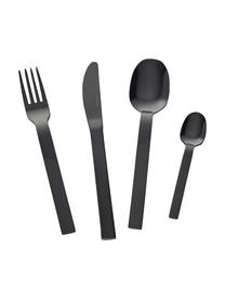 Cubertería de acero inoxidable pulido Kimana, 4 comensales (16 pzas.), Negro, Set de diferentes tamaños