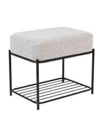 Taburete tapizado en tejido bouclé con estante Milou, Tapizado: 100% poliéster Alta resis, Estructura: tablero de fibra de densi, Bouclé gris claro, An 50 x Al 45 cm