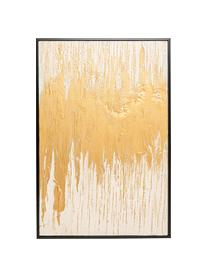 Cuadro en lienzo pintado a mano Abstract, Blanco, dorado, An 80 x Al 120 cm