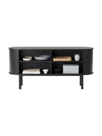 Sideboard Calary mit geriffelter Front, Korpus: Mitteldichte Holzfaserpla, Beine: Massives Eichenholz, FSC-, Schwarz, B 160 x H 75 cm