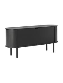 Sideboard Calary mit geriffelter Front, Korpus: Mitteldichte Holzfaserpla, Beine: Massives Eichenholz, FSC-, Schwarz, B 160 x H 75 cm
