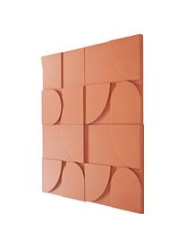 Decoración de pared de madera Massimo, 4 uds., Tablero de fibras de densidad media (MDF), Terracota, An 80 x Al 80 cm