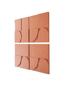 Decoración de pared de madera Massimo, 4 uds., Tablero de fibras de densidad media (MDF), Terracota, An 80 x Al 80 cm