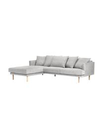 Divano angolare 3 posti  Adrian, Rivestimento: 47% viscosa, 23% cotone, , Struttura: compensato, Piedini: legno di quercia oliato, Tessuto grigio chiaro, Larg. 255 x Prof. 182 cm, chaise-longue a sinistra