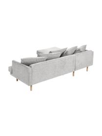 Divano angolare 3 posti  Adrian, Rivestimento: 47% viscosa, 23% cotone, , Struttura: compensato, Piedini: legno di quercia oliato, Tessuto grigio chiaro, Larg. 255 x Prof. 182 cm, chaise-longue a sinistra