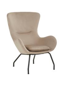 Fauteuil à oreilles velours Wing, Velours beige, larg. 75 x prof. 85 cm