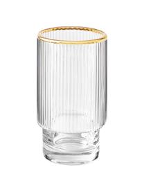 Verres à eau à rebord doré Minna, 4 pièces, Verre, soufflé bouche, Transparent, couleur dorée, Ø 8 x haut. 14 cm