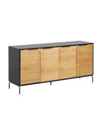 Credenza con ante e finitura in legno di quercia Stellar, Nero, legno di quercia, Larg. 165 x Alt. 80 cm