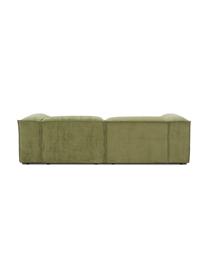 Canapé d'angle modulaire velours côtelé vert Lennon, Velours côtelé vert, larg. 238 x prof. 180 cm, méridienne à droite