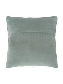 Federa arredo in velluto con motivo strutturato Sina, Velluto (100% cotone), Verde salvia, Larg. 45 x Lung. 45 cm