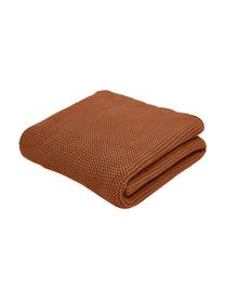 Plaid en tricot coton bio rouge rouille Adalyn, 100 % coton bio, certifié GOTS, Rouge, larg. 150 x long. 200 cm