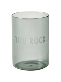 Designer Wasserglas Favourite YOU ROCK in Schwarz mit Schriftzug, Borosilikatglas, Schwarz, transparent, Ø 8 x H 11 cm, 350 ml