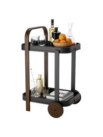 Wózek barowy z metalu Bellwood, Stelaż: metal powlekany, Czarny, ciemne drewno naturalne, S 53 x W 80 cm