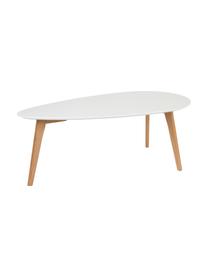 Set de mesas de centro ovaladas Nordic, 2 uds., Tablero: fibras de densidad media , Patas: madera de roble maciza Da, Madera pintada en blanco, Set de diferentes tamaños