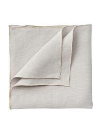 Serviettes de table en lin avec passepoil Kennedy, 4 pièces, 100 % lin lavé, certifié European Flax, Gris, larg. 45 x long. 45 cm