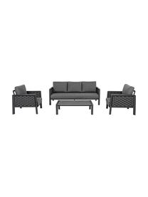 Set lounge para exterior Otavio, 4 pzas., Estructura: aluminio recubierto, Tablero: cerámica, Gris, negro, Set de diferentes tamaños