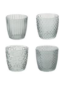 Set de portavelas de vidrio Marilu, 4 uds., Vidrio, Gris transparente, Ø 8 x Al 8 cm