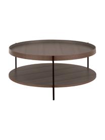 Tavolino da salotto in legno con finitura di noce Renee, Struttura: metallo verniciato a polv, Legno di noce, Ø 90 x Alt. 39 cm