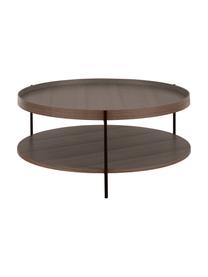 Ronde houten salontafel Renee, Frame: metaal, gepoedercoat, Hout, donker gelakt, Ø 90 x H 39 cm