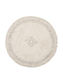 Ručně tkaný kulatý bavlněný koberec s třásněmi Fionn, 100 % bavlna, Béžová, černá, Ø 120 cm (velikost S)
