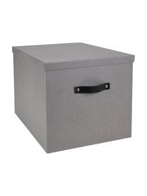 Caja Texas, Caja: cartón laminado, Asa: cuero, Gris claro, An 32 x Al 32 cm
